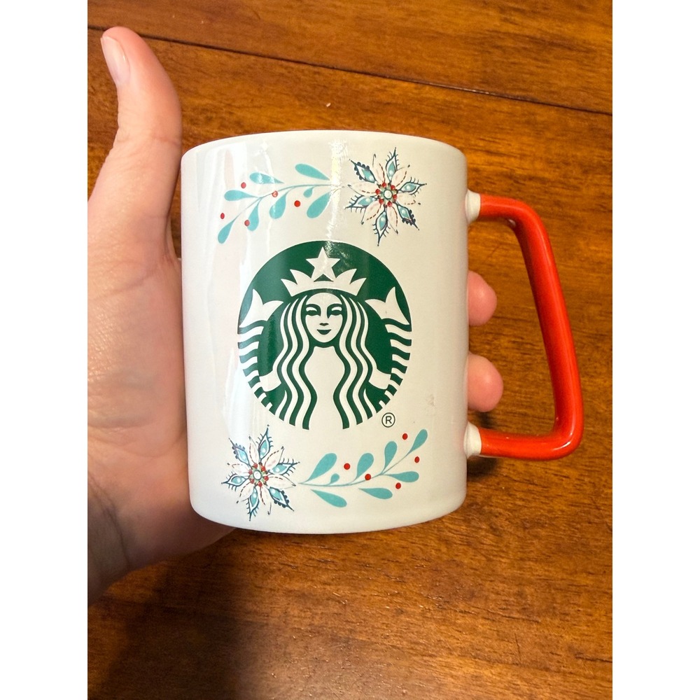 Starbucks 2020 Holiday‎ Siren Coffee Mug 11oz White Red Snowflake Coffee Cafe